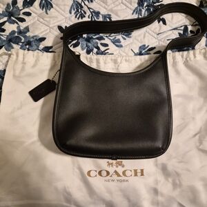 Coach Black Leather Bag with Gold Chain